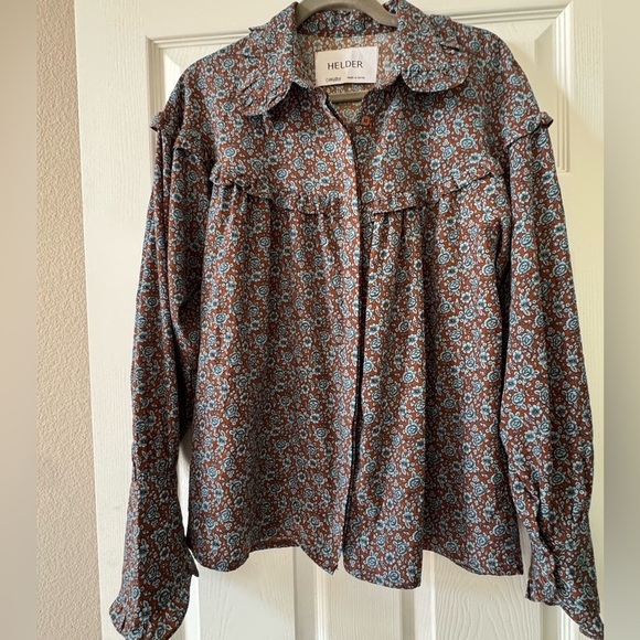 Tops - Helder Korean Couture Button Down Floral Blouse